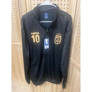 Argentina Messi 10 Soccer Track Jacket Black Gold Official Product Size L